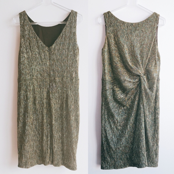 CALVIN KLEIN Black/Gold Textured Metallic Dress - Picture 2 of 5